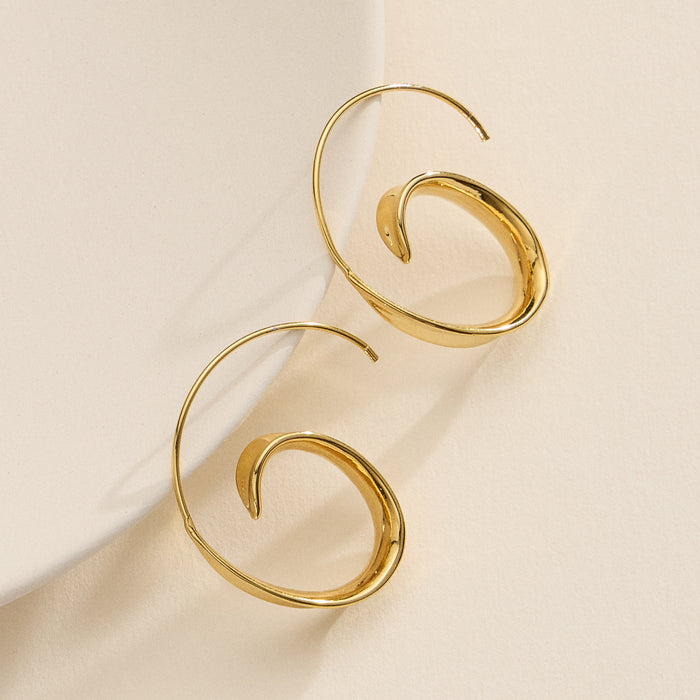 18K Gold-Dipped Spiral Hoop Earrings – Sculptural Swirl Hoops in Gold & Silver