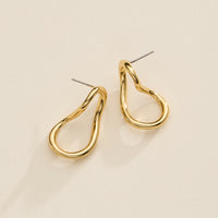 18K Gold-Dipped Fluid Teardrop Earrings – Sculptural Organic Hoops in Gold & Silver
