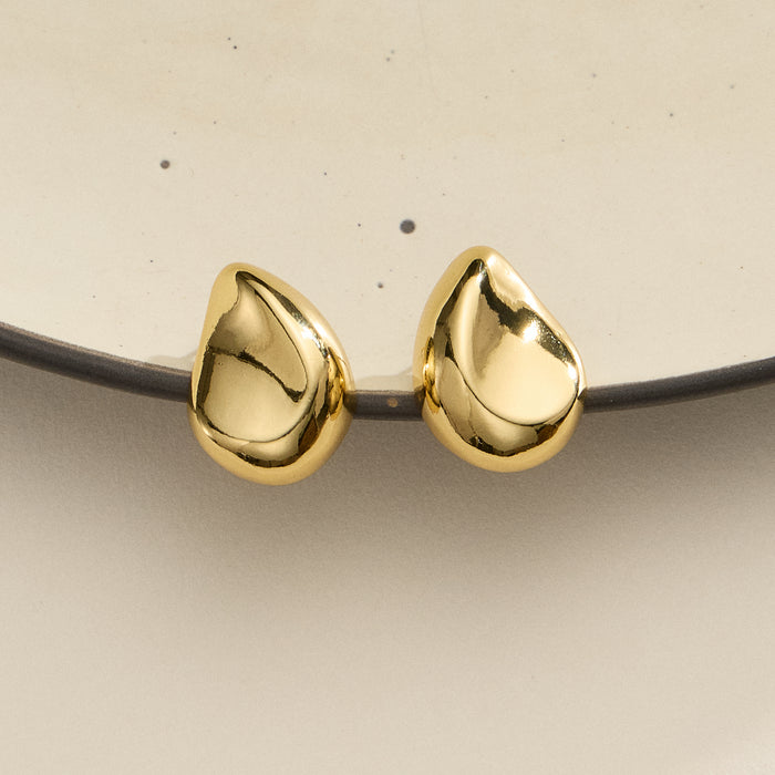 18K Gold-Dipped Organic Stud Earrings – Modern Sculptural Teardrop Earrings