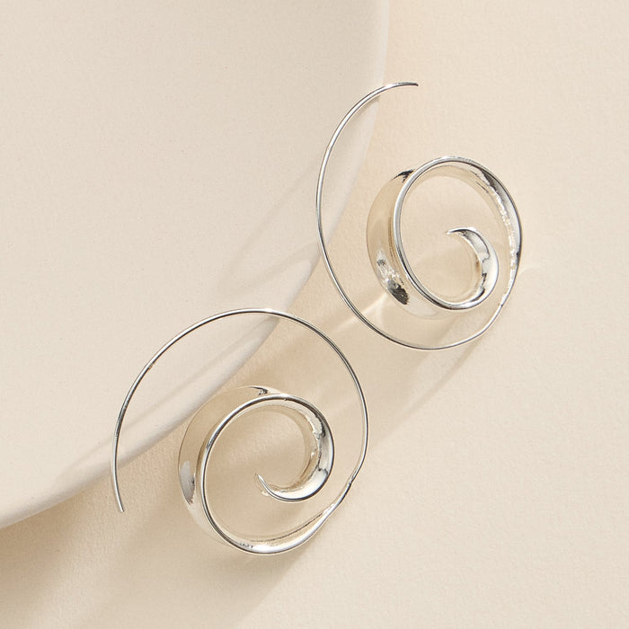 Spiral Swirl Hoop Earrings in Gold and Silver Modern Statement Jewelry