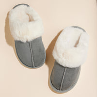 Sherpa Fur Trimmed Home Slippers