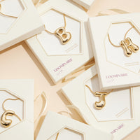 16 Assorted Pack of Bubble Design Initial Short Necklaces