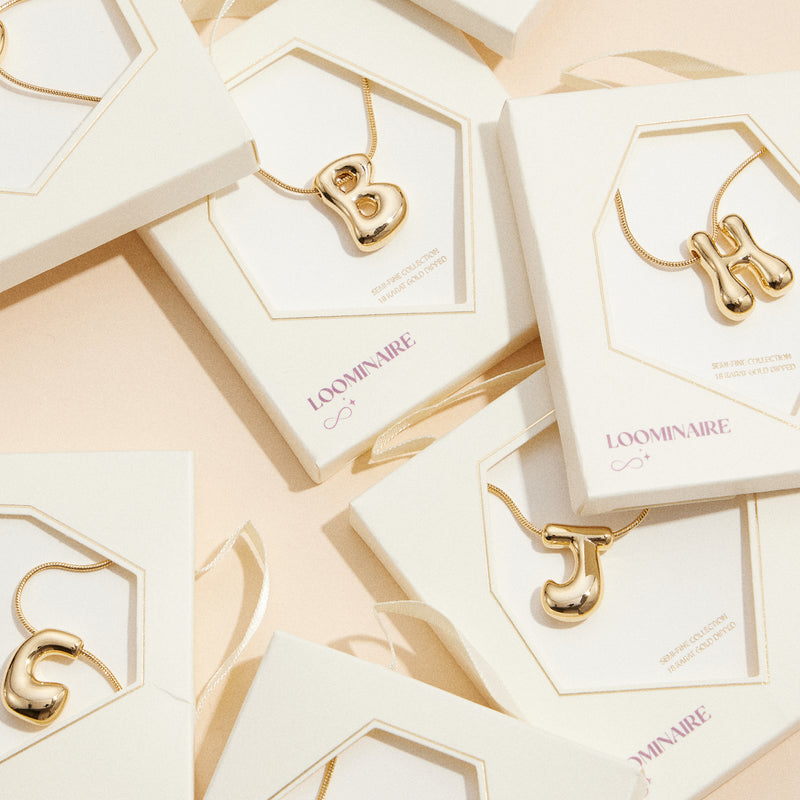 16 Assorted Pack of Bubble Design Initial Short Necklaces