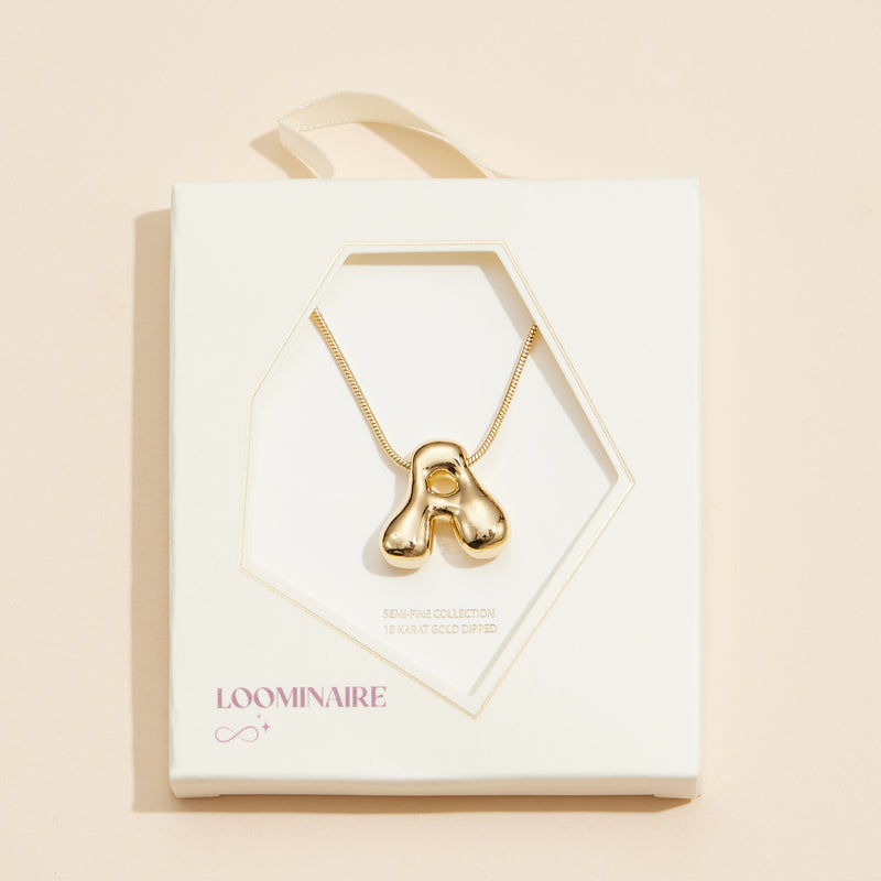 16 Assorted Pack of Bubble Design Initial Short Necklaces