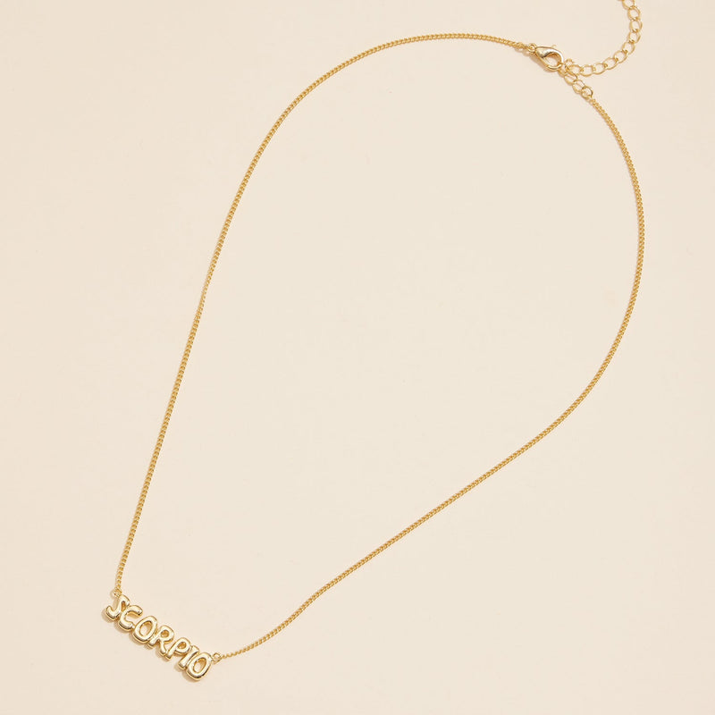 Bubble Letters Horoscope Short Necklace