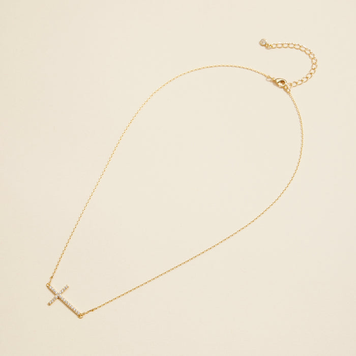 Cross Charm Gold Dip Short Necklace