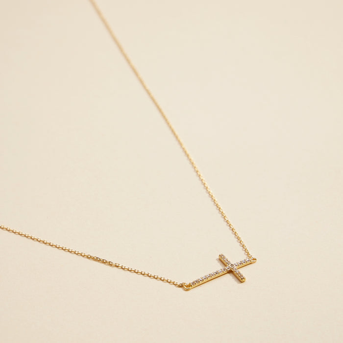 Cross Charm Gold Dip Short Necklace
