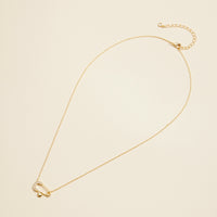 Safety Pin Charm Gold Dip Short Necklace