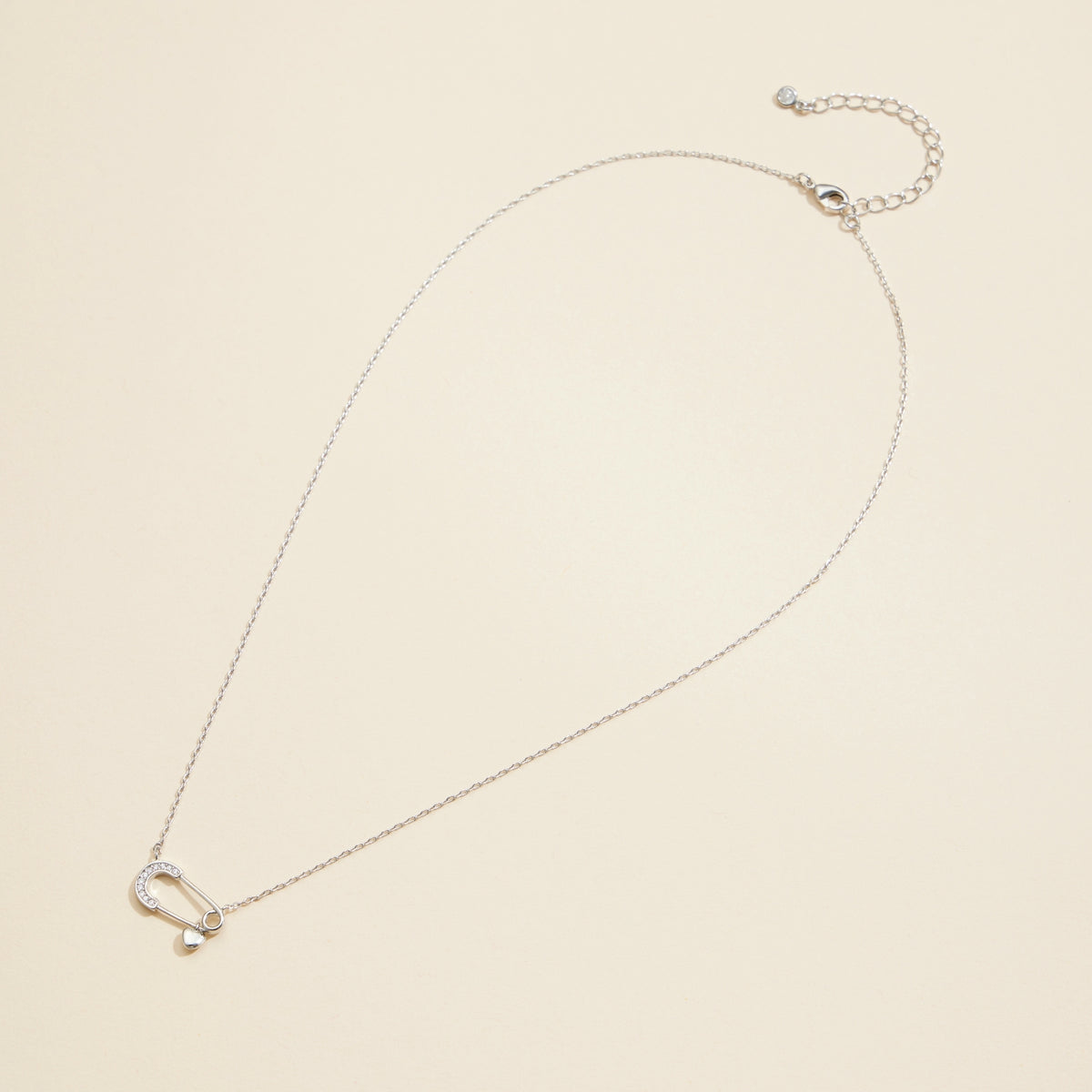 Safety Pin Charm Gold Dip Short Necklace