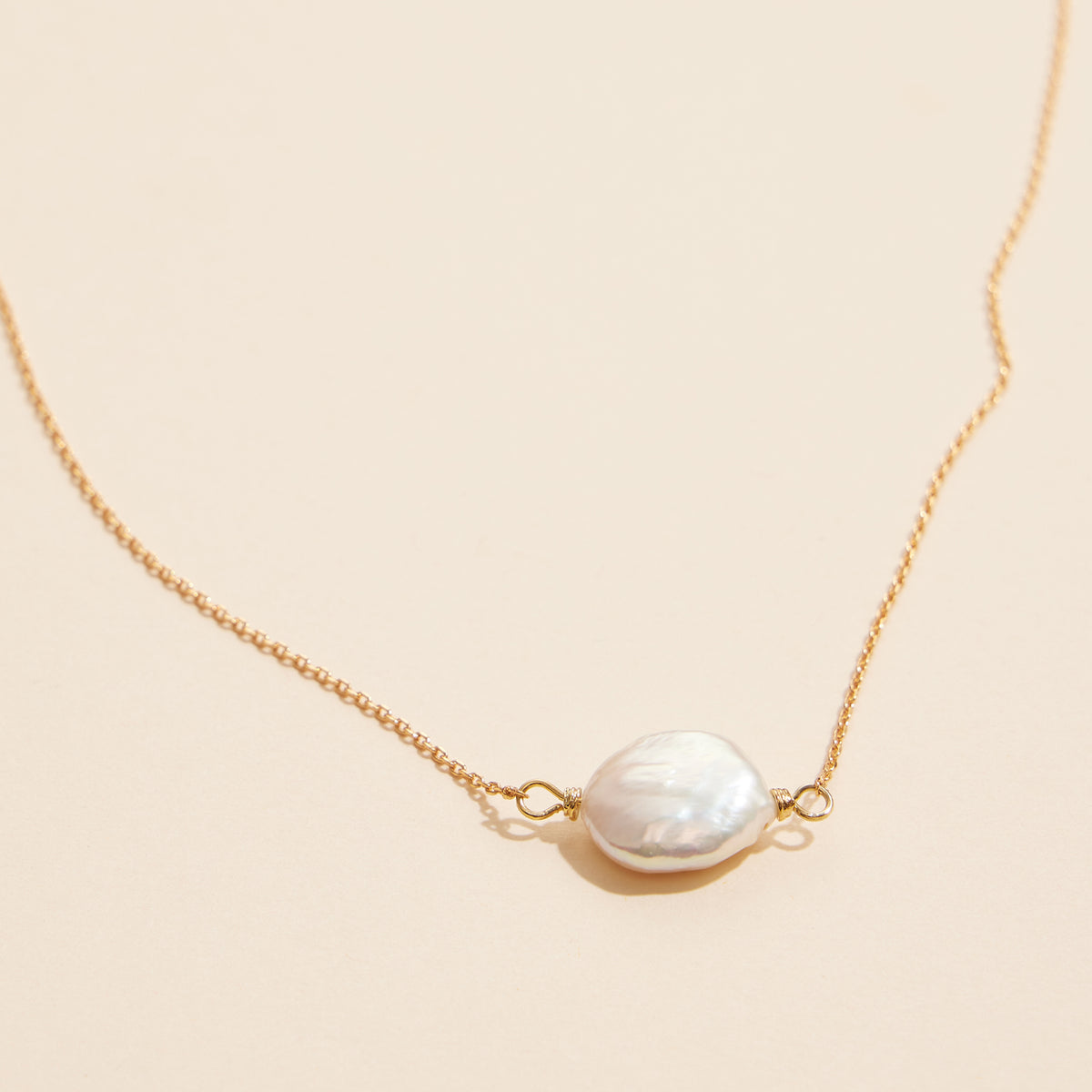 Coin Pearl Pendant 18K Gold Dipped Necklace