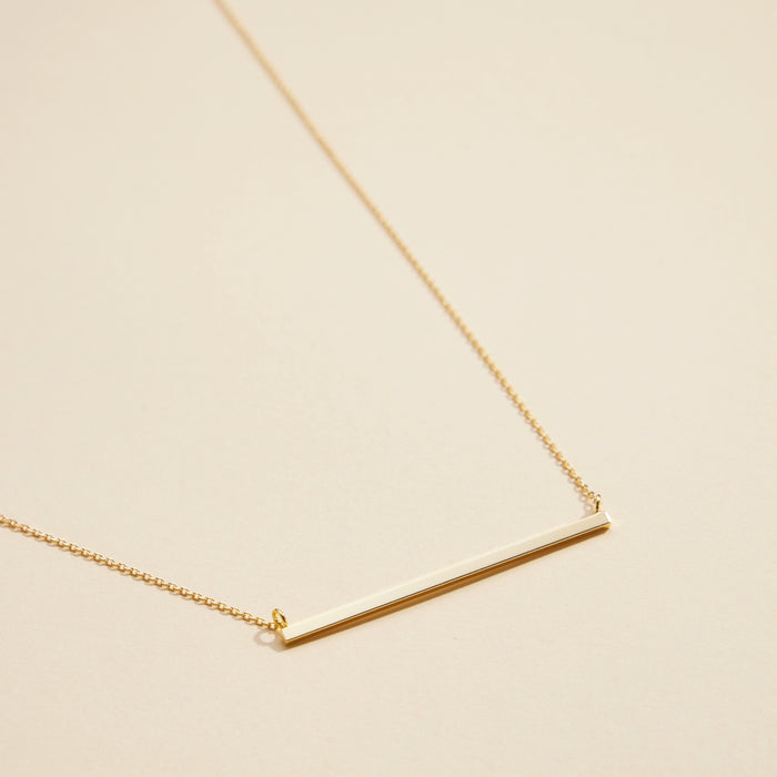 Long Bar Charm Gold Dip Short Necklace
