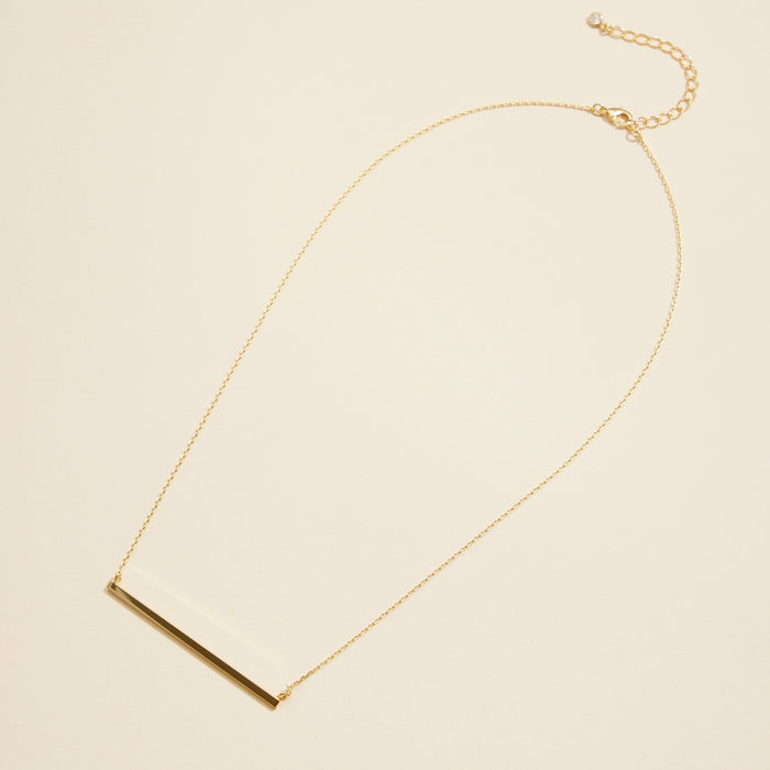 Long Bar Charm Gold Dip Short Necklace