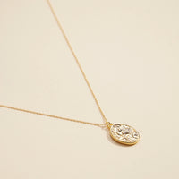 Oval Coin Charm Gold Dip Short Necklace