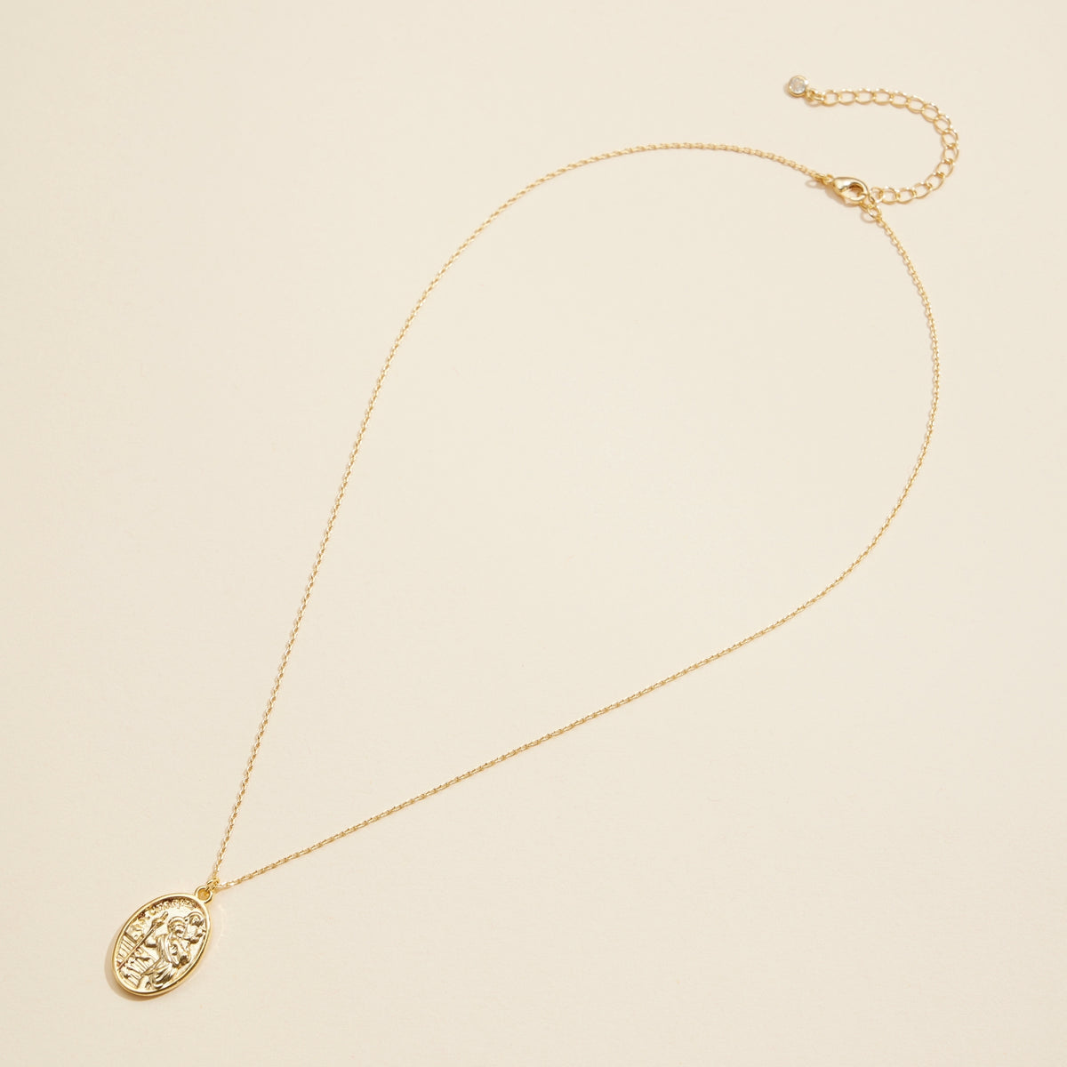 Oval Coin Charm Gold Dip Short Necklace