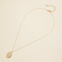 Oval Coin Charm Gold Dip Short Necklace