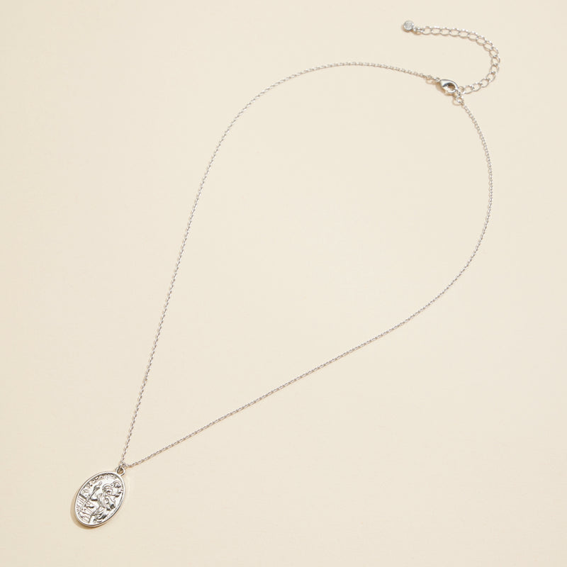 Oval Coin Charm Gold Dip Short Necklace
