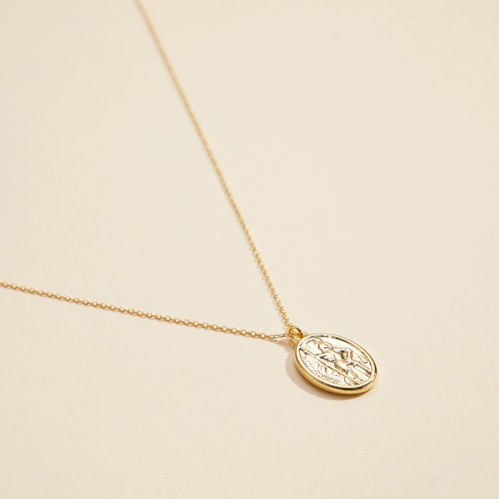Coin Charm Gold Dip Basic Short Necklace