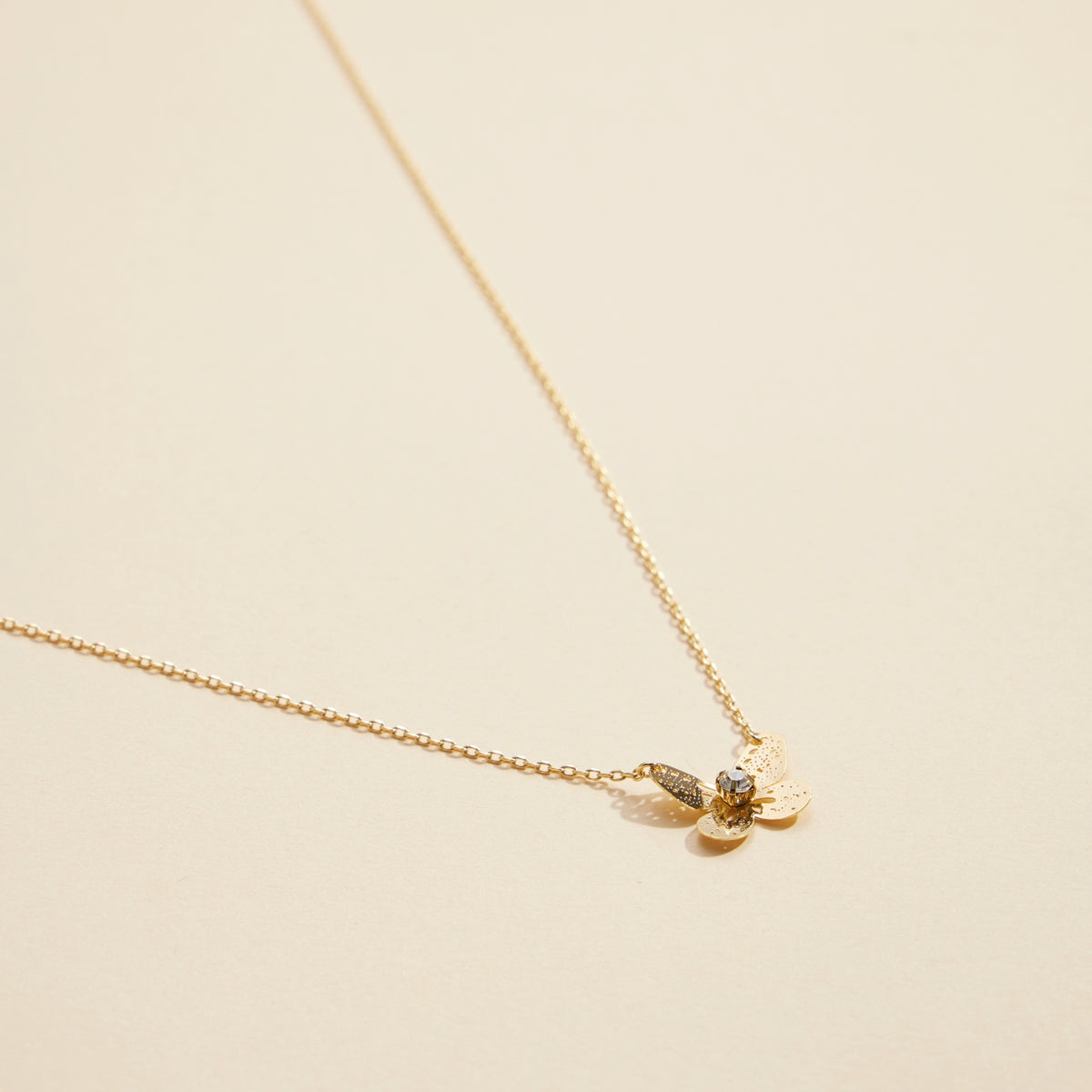 Butterfly Charm Gold Dip Basic Short Necklace