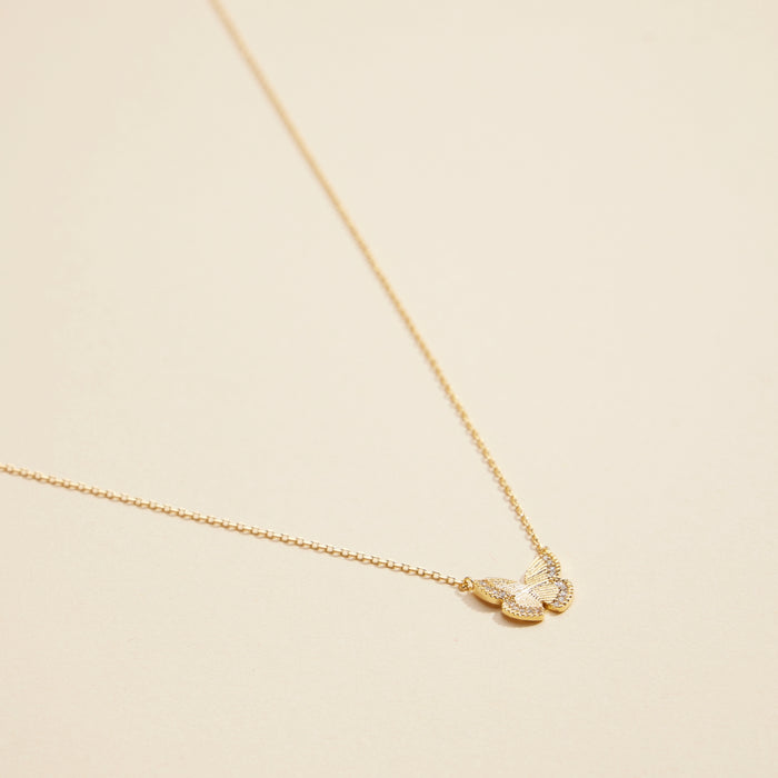 Butterfly Charm Gold Dip Short Necklace