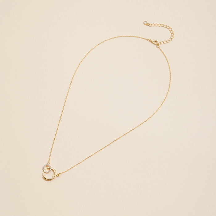 Interlocking Circles Gold Dip Short Necklace