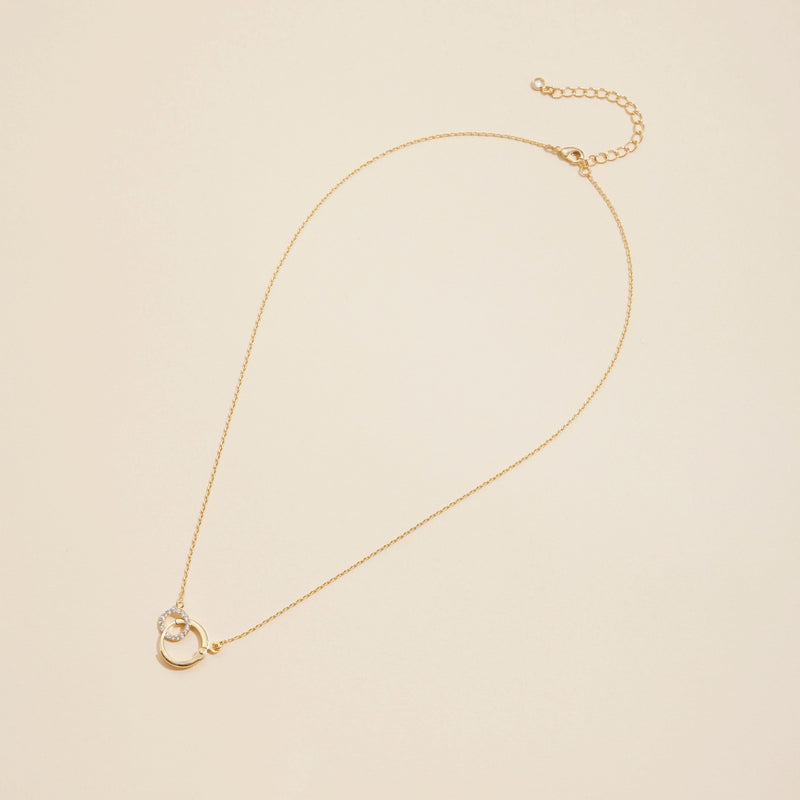 Interlocking Circles Gold Dip Short Necklace