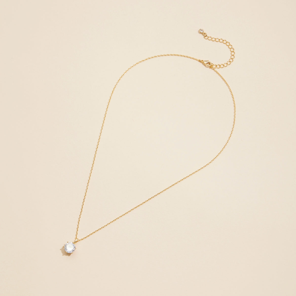 Glass Stone Charm Gold Dip Short Necklace