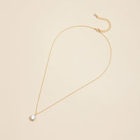 Glass Stone Charm Gold Dip Short Necklace
