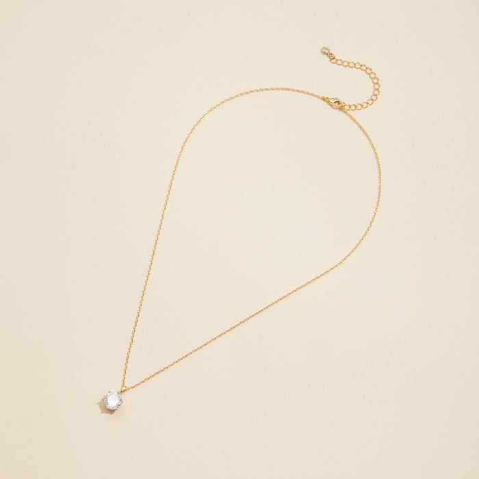 Glass Stone Charm Gold Dip Short Necklace