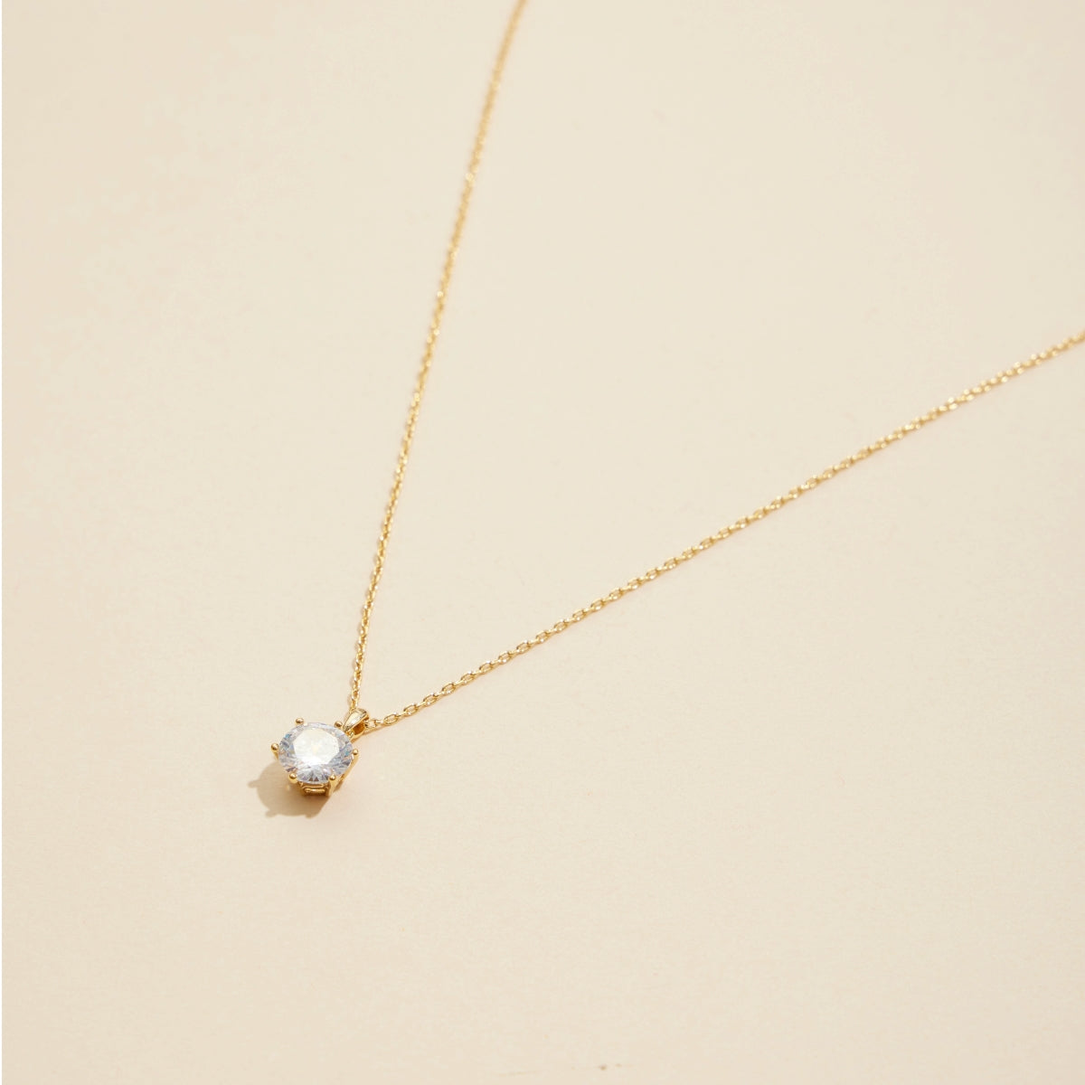 Glass Stone Charm Gold Dip Short Necklace