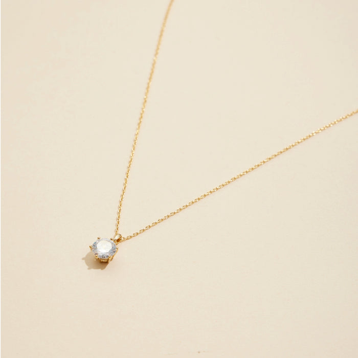 Glass Stone Charm Gold Dip Short Necklace