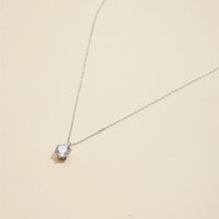 Glass Stone Charm Gold Dip Short Necklace