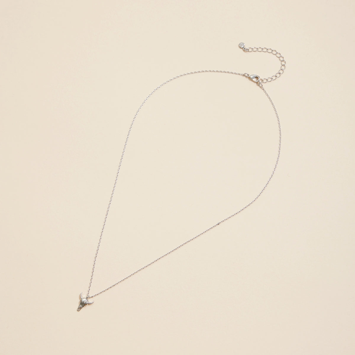 Longhorn Skull Charm Gold Dip Short Necklace