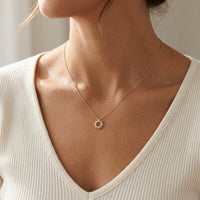 18K Gold Dipped Sun Charm Short Necklace