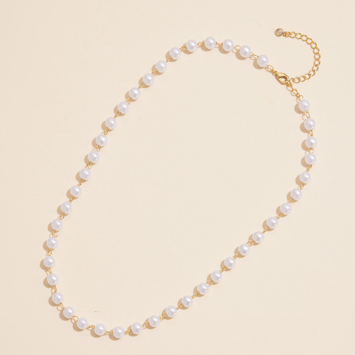 5mm Classic Large Pearl Link 18K Gold Dipped Necklace