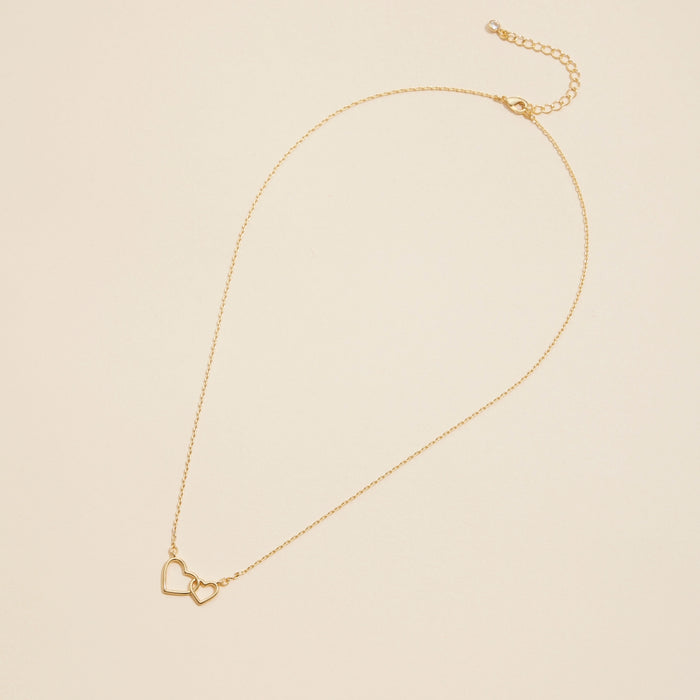 Interlocking Hearts Gold Dip Short Necklace
