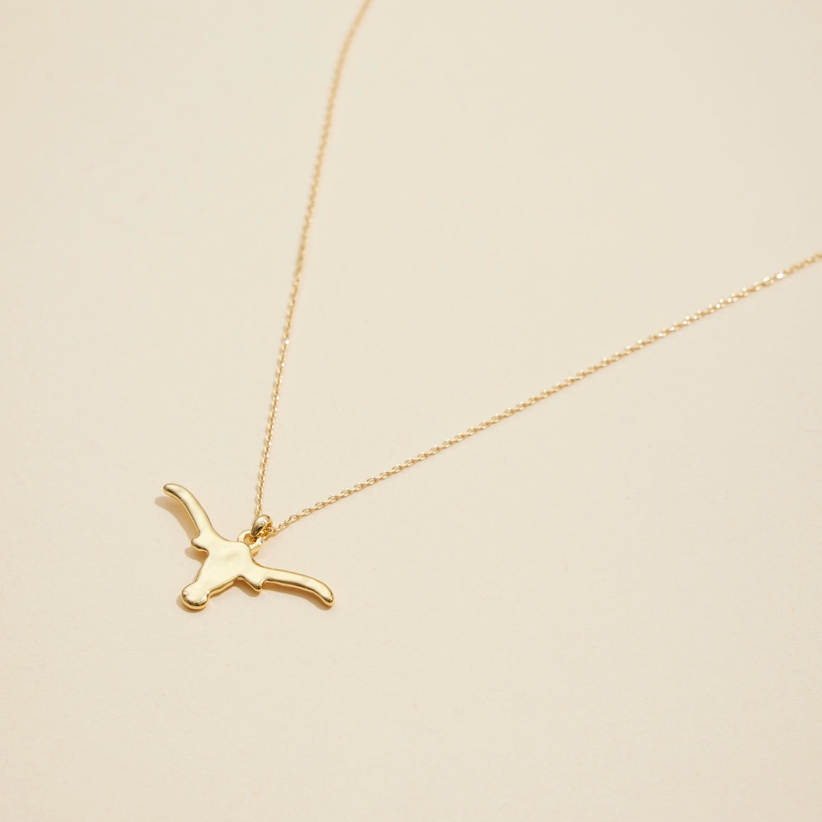 Longhorn Charm Gold Dip Short Necklace