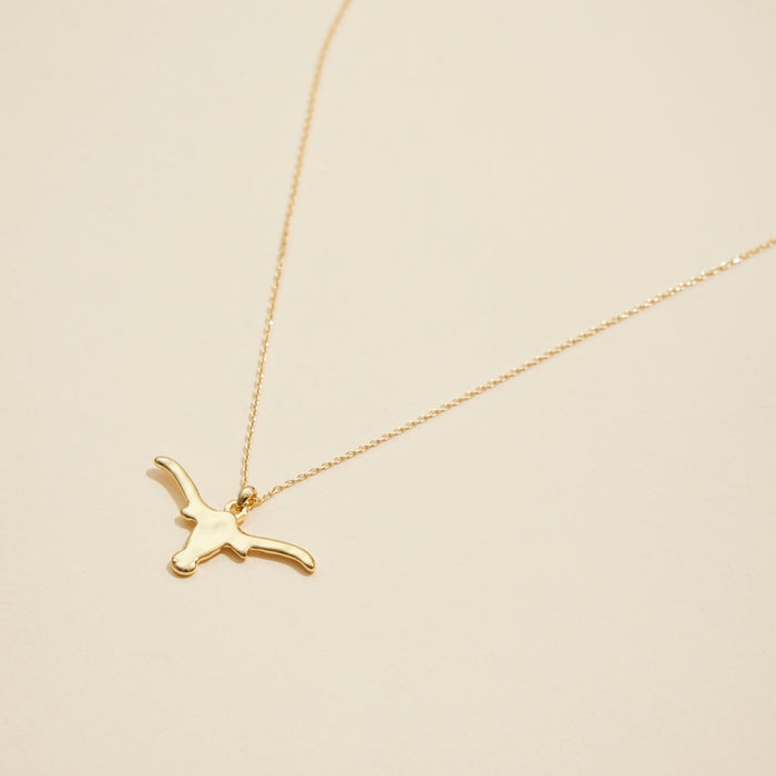 Longhorn Charm Gold Dip Short Necklace