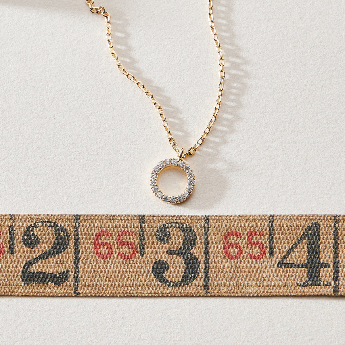 18K Gold-Dipped Rhinestone Circle Charm Necklace