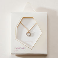 18K Gold-Dipped Rhinestone Circle Charm Necklace