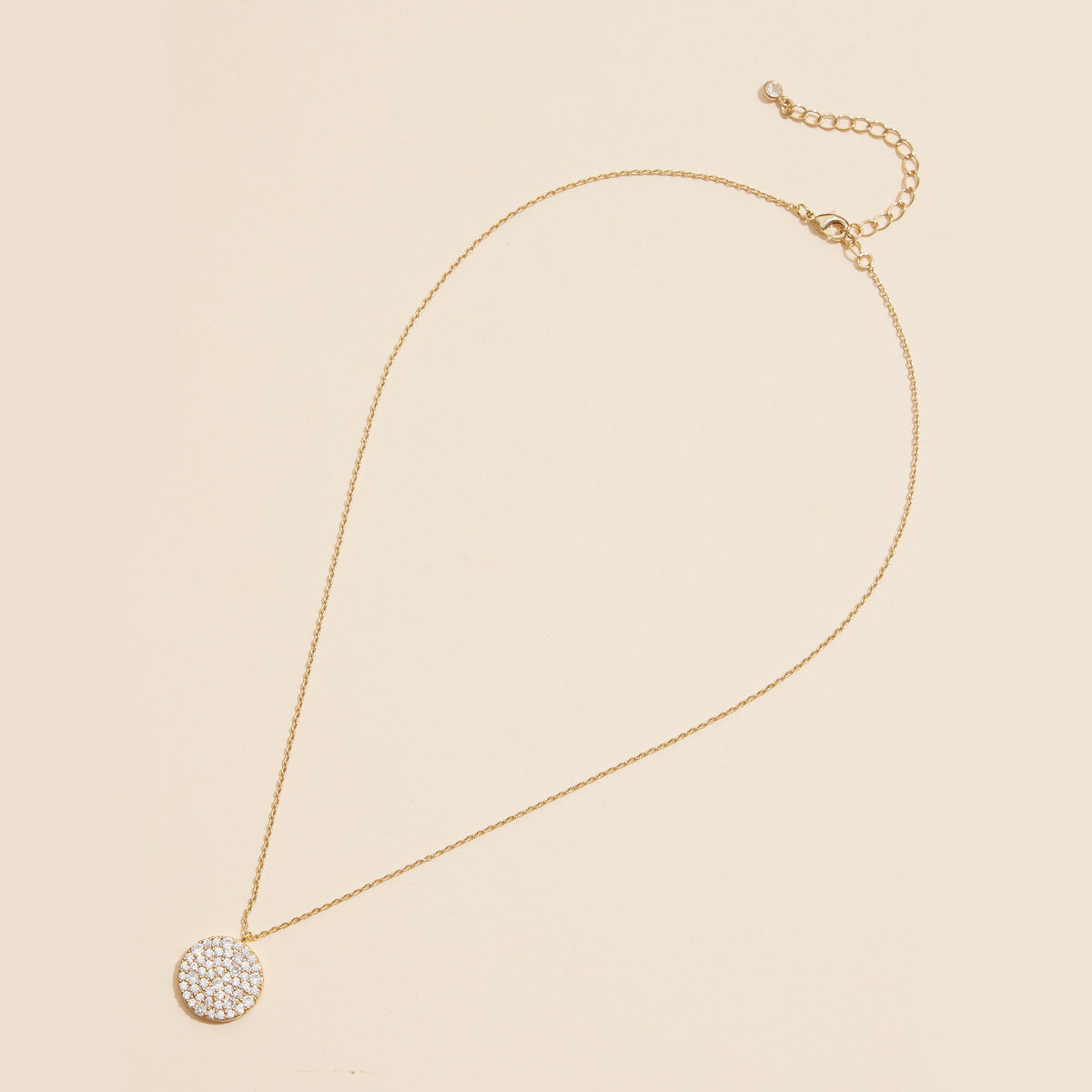 Cubic Zirconia Round Pave 18K Gold Dipped Necklace