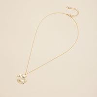 Hammered Round Charm Gold Dip Short Necklace