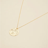 Hammered Round Charm Gold Dip Short Necklace
