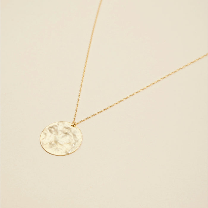 Hammered Round Charm Gold Dip Short Necklace