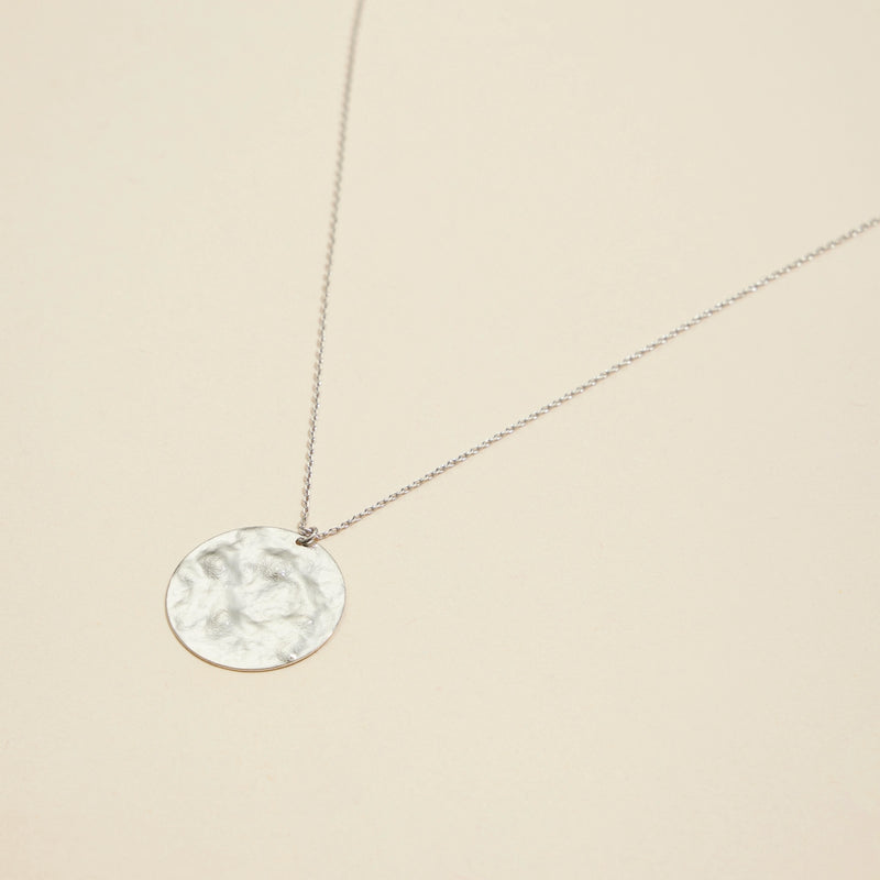 Hammered Round Charm Gold Dip Short Necklace