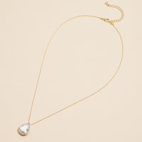 18K Teardrop Pave Pendant Necklace