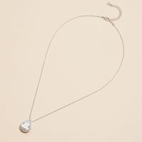 18K Teardrop Pave Pendant Necklace