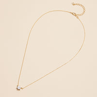 18K Solitaire Crystal Necklace