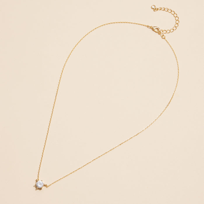 18K Solitaire Crystal Necklace