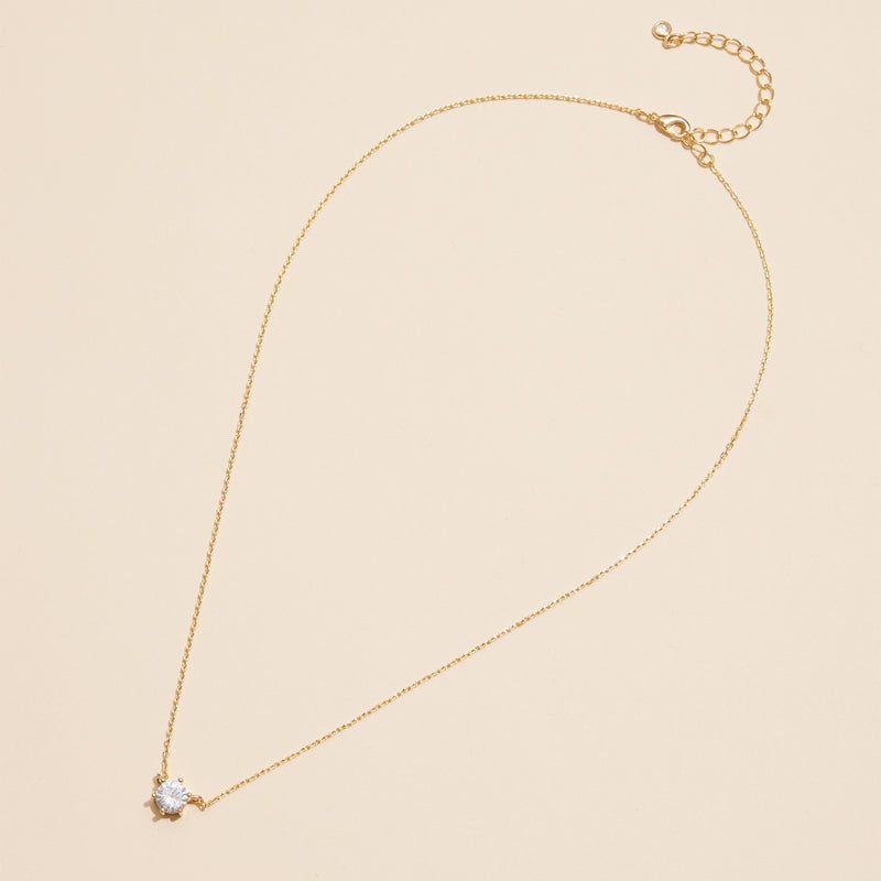 18K Solitaire Crystal Necklace