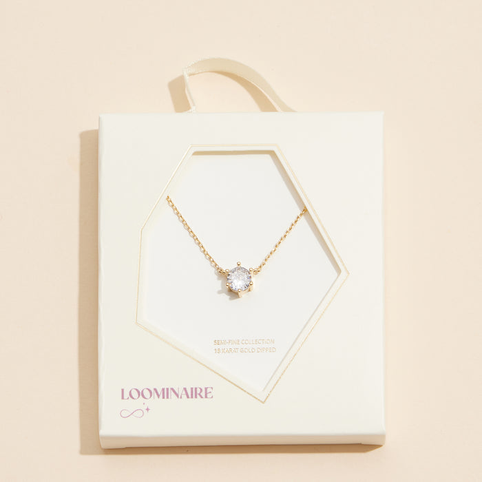 18K Solitaire Crystal Necklace